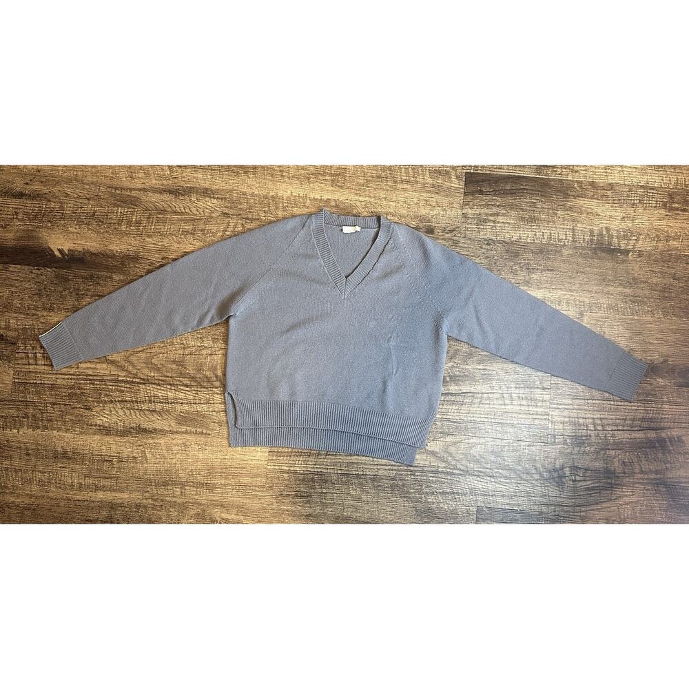 Peserico Italy Cashmere Silk Wool V Neck Sweater Gray IT 40 Oversized